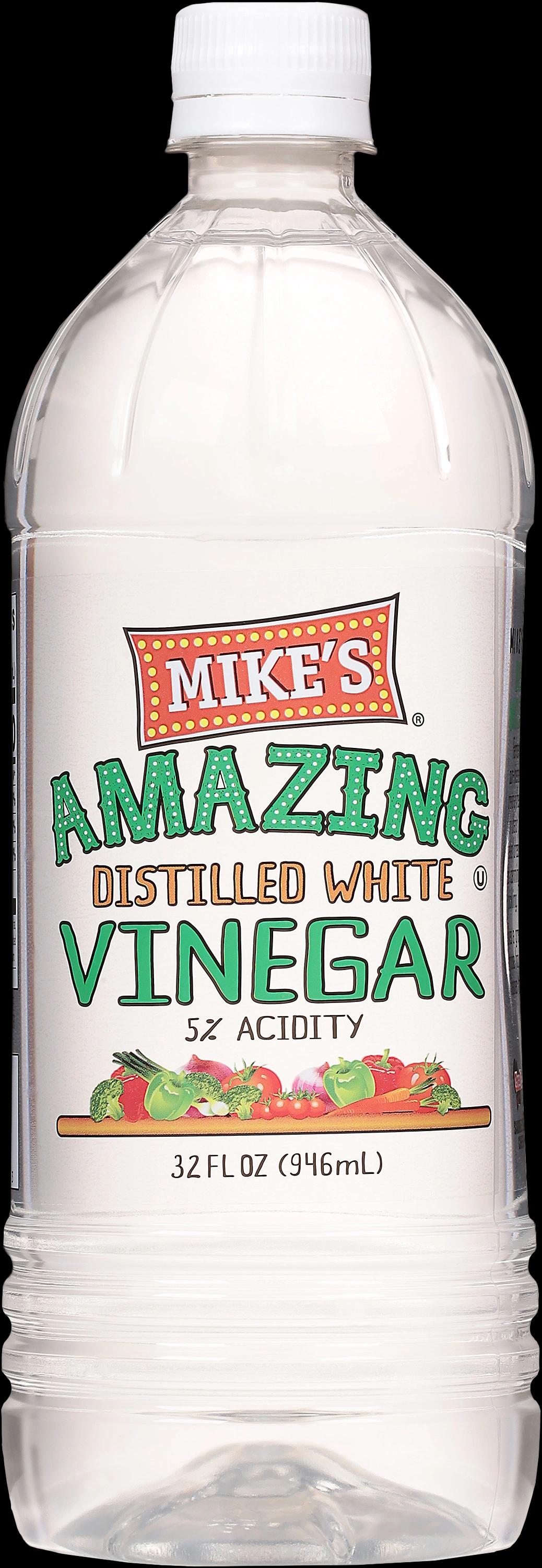 A 32oz bottle of Mike's Amazing distilled white vinegar.